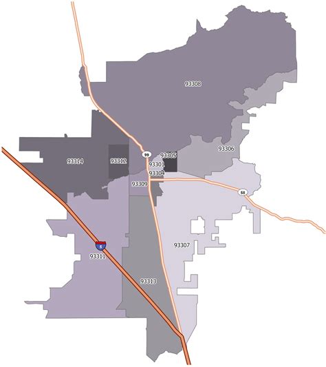 bakersfield zip codes by street.